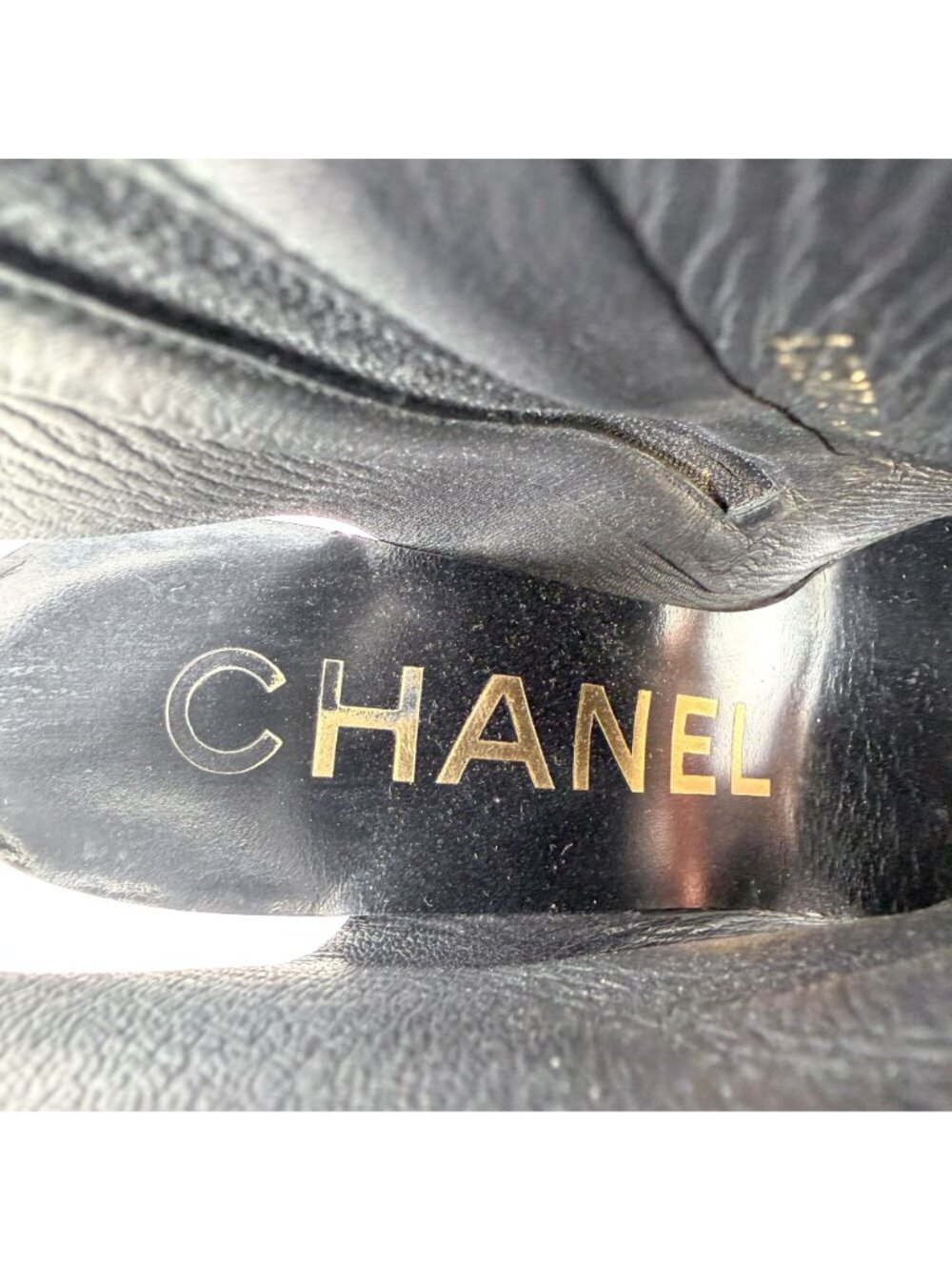Chanel Black Leather Peep Toe CC Wedge Heel Ankle Booties Shoes Size 39 US 8–8.5 - Picture 14 of 15